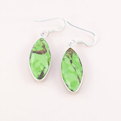 Lab-Made Green Copper Turquoise Earrings