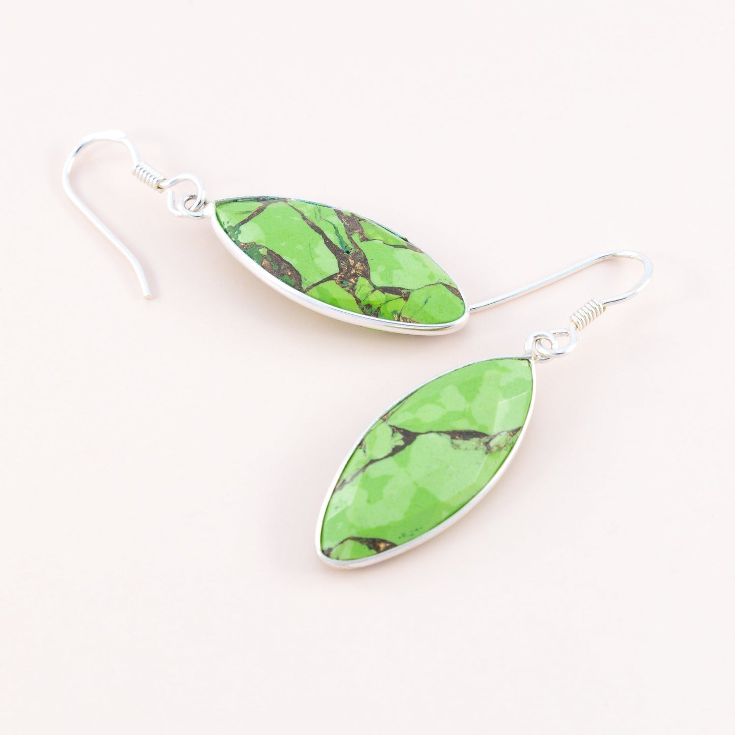 Sterling Silver Synthetic Green Copper Turquoise Earrings - The Silver Alchemist