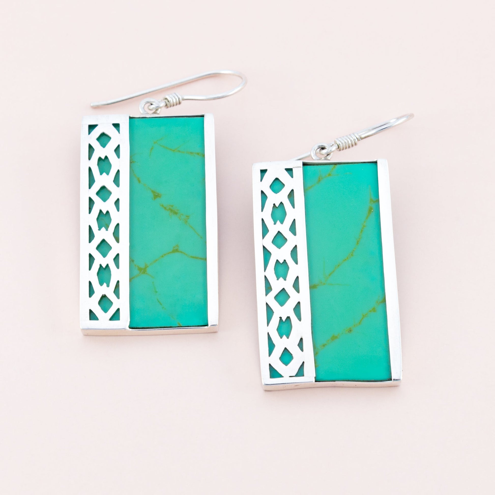 Sterling Silver Synthetic Green Turquoise Earrings - The Silver Alchemist
