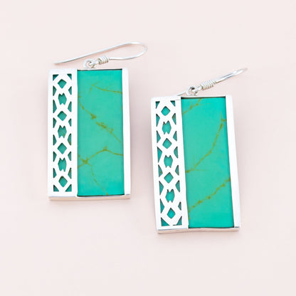 Sterling Silver Synthetic Green Turquoise Earrings - The Silver Alchemist