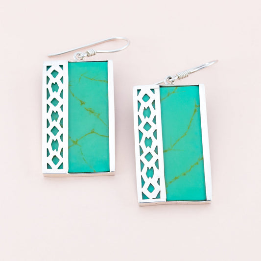 Sterling Silver Synthetic Green Turquoise Earrings - The Silver Alchemist