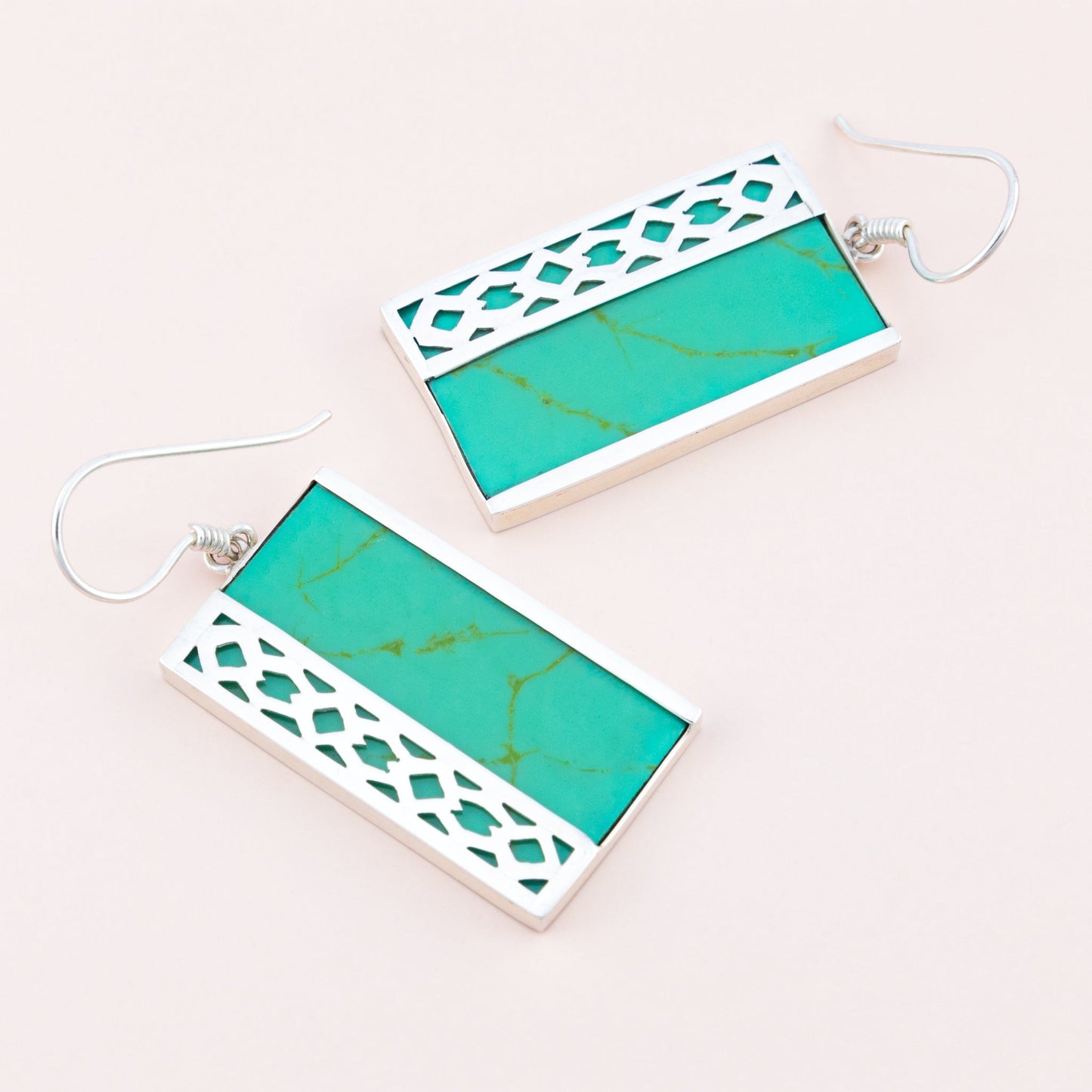 Sterling Silver Synthetic Green Turquoise Earrings - The Silver Alchemist