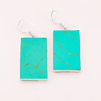 Lab-Made Turquoise Silver Earrings
