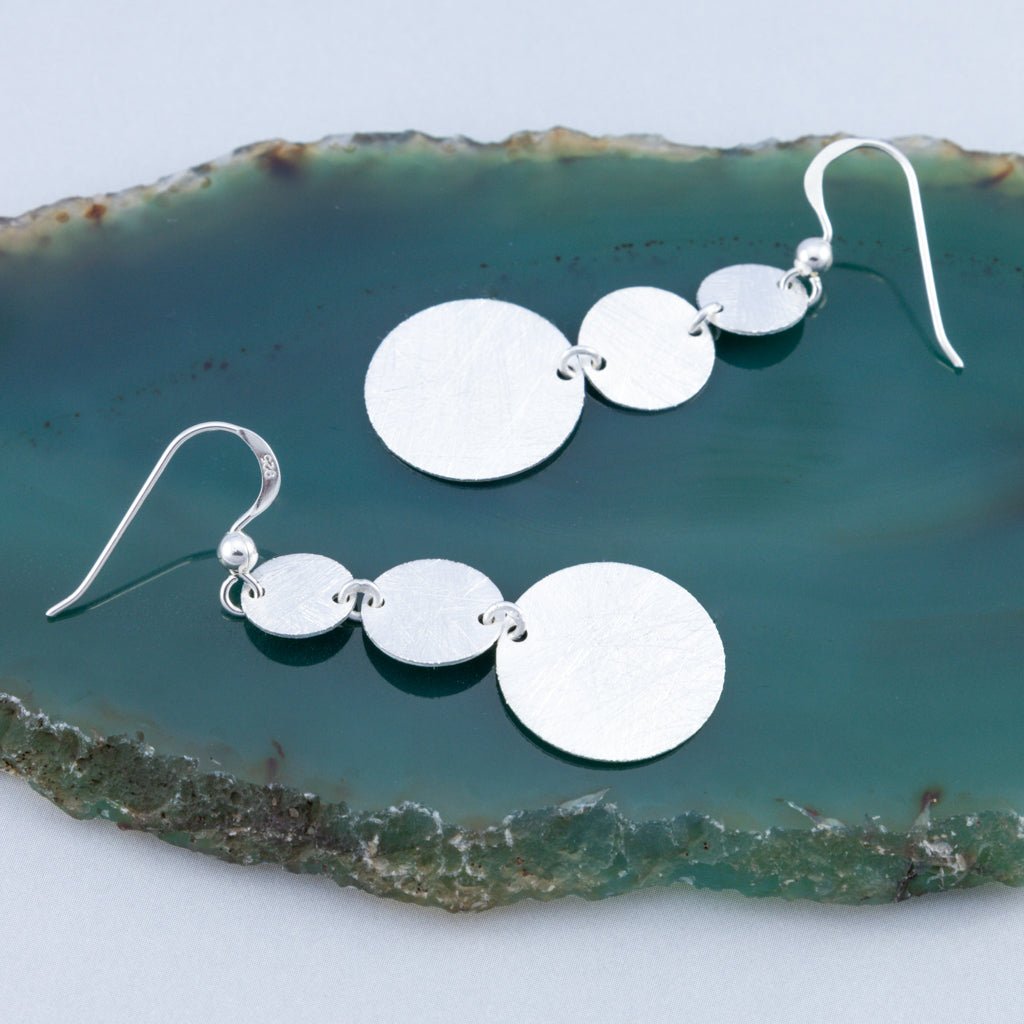 Sterling Silver Three Disc Earrings - The Silver Alchemist