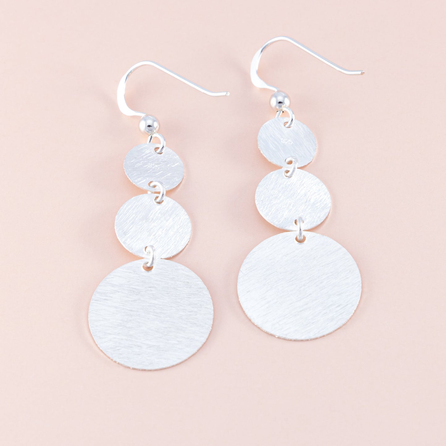 Three Disc Silver Earrings