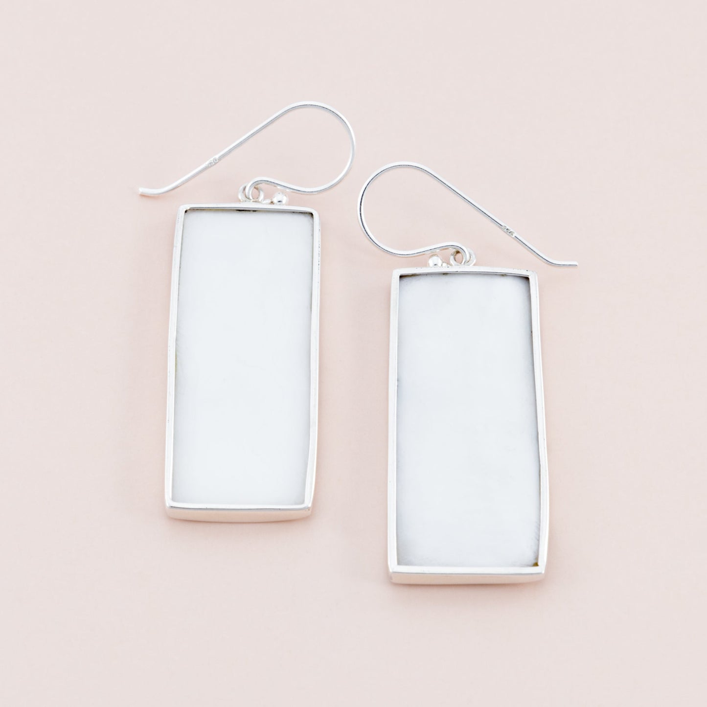 White Zebra Shell Silver Earrings