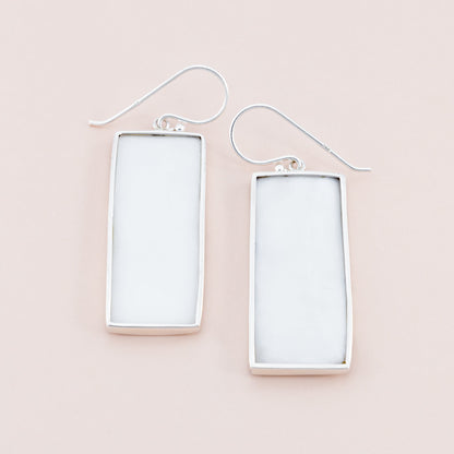 White Zebra Shell Silver Earrings